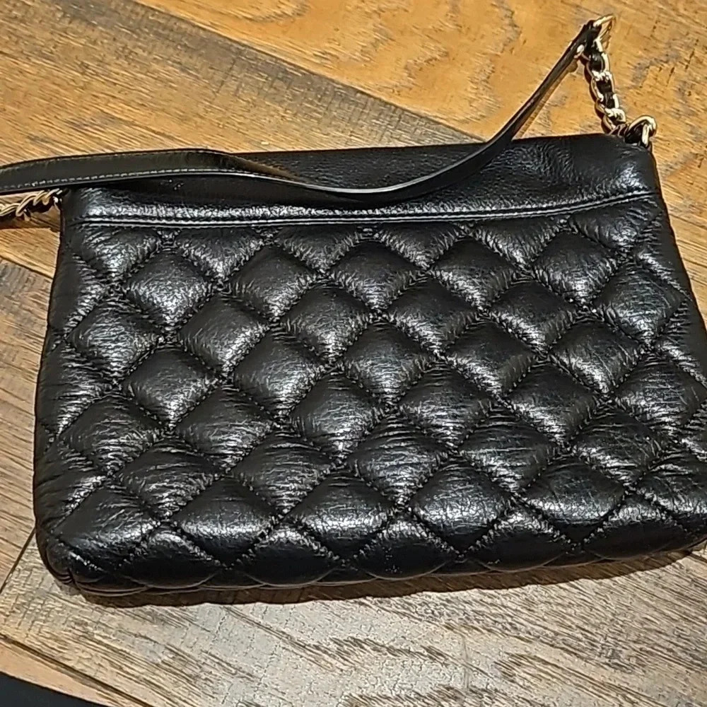 Kate Spade Black Leather Shimmer Quilted Bag - Picture 4 of 8